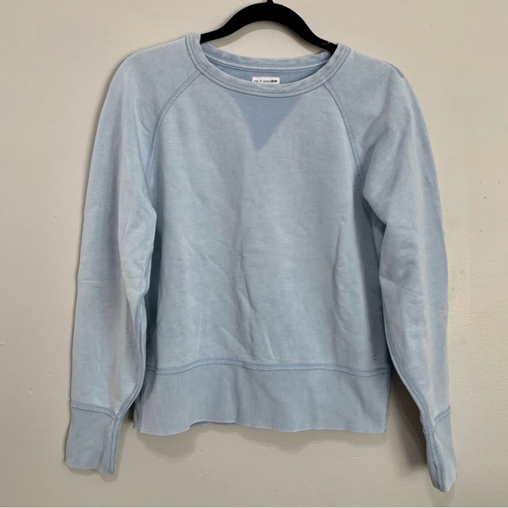 Rag & Bone Icon Crewneck Pullover Light Blue XXS